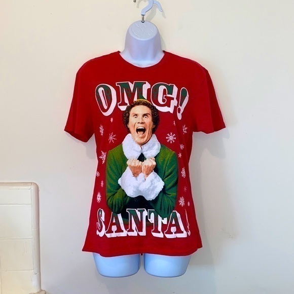 ELF Tops - Women’s Elf “OMG! SANTA!” Festive Graphic Tee
